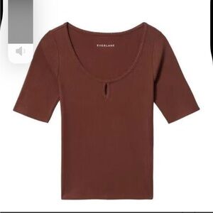 Everlane Pima Micro Rib Scoopneck short sleeve with Keyhole